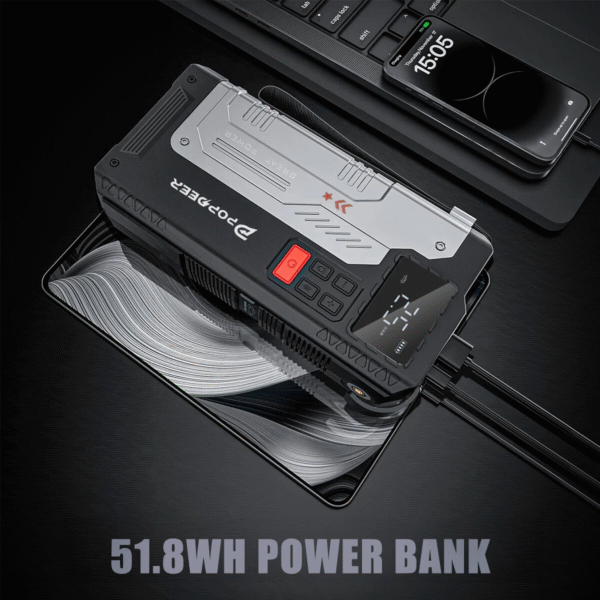 PD-JA1 20000mAh 2500A Professional Portable Car Jump Starter Inflator Emergency Start Power Supply Air Pump All-In-One Machine - Image 5