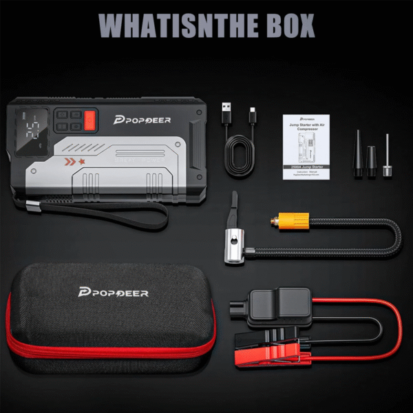PD-JA1 20000mAh 2500A Professional Portable Car Jump Starter Inflator Emergency Start Power Supply Air Pump All-In-One Machine - Image 9
