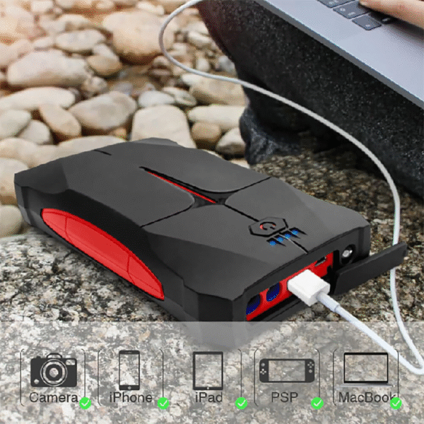 T-J01 Portable Car Emergency Jump Starter Powerbank 13800mAh 51.05wh Peak Current 1200A with LED Flashlight Waterproof - Image 7